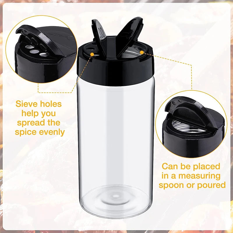 Clear Plastic Spice Jar with Shaker Lids