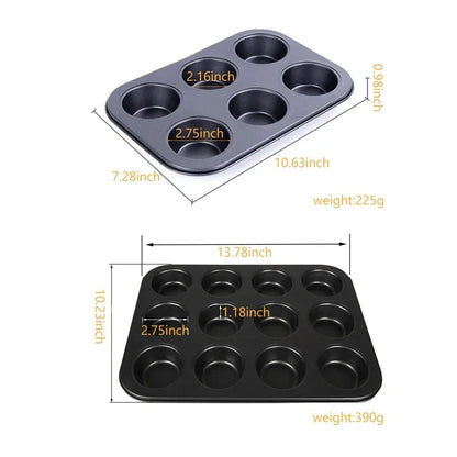 6/12 Cups Square Cupcake and Muffin Tray  Non Stick Bakeware