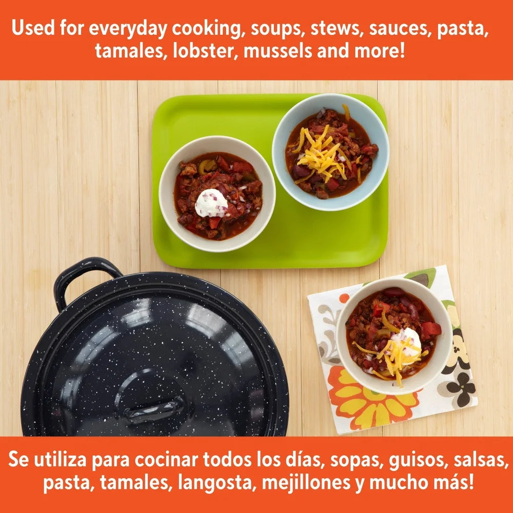 Enamel Stock  Soup  and Stews Cooking  Pot with Double Handles Oven Safe.