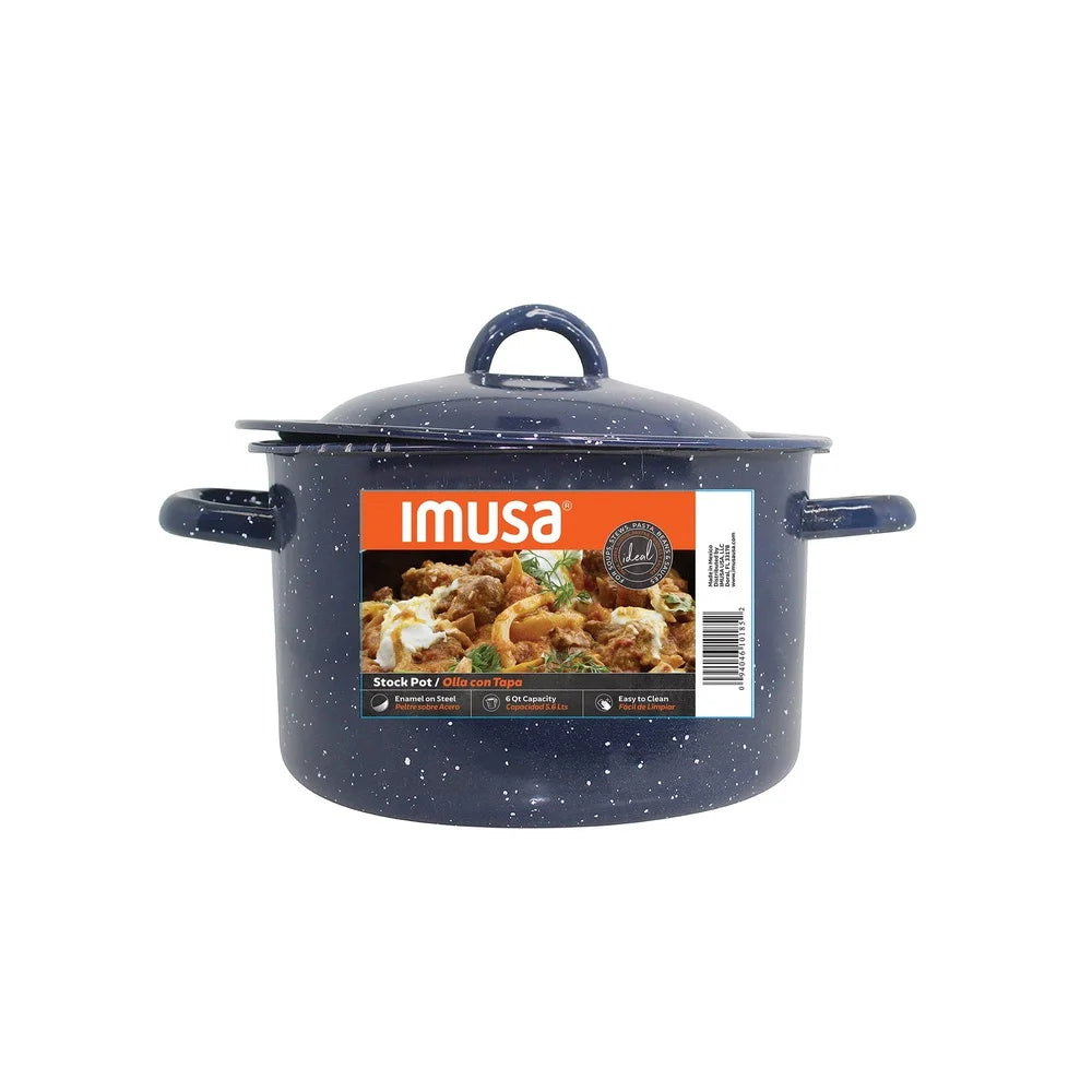 Enamel Stock  Soup  and Stews Cooking  Pot with Double Handles Oven Safe.