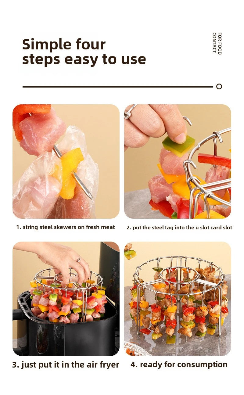 Skewers  Air Fryer Stainless Steel Grill Vertical Skewer