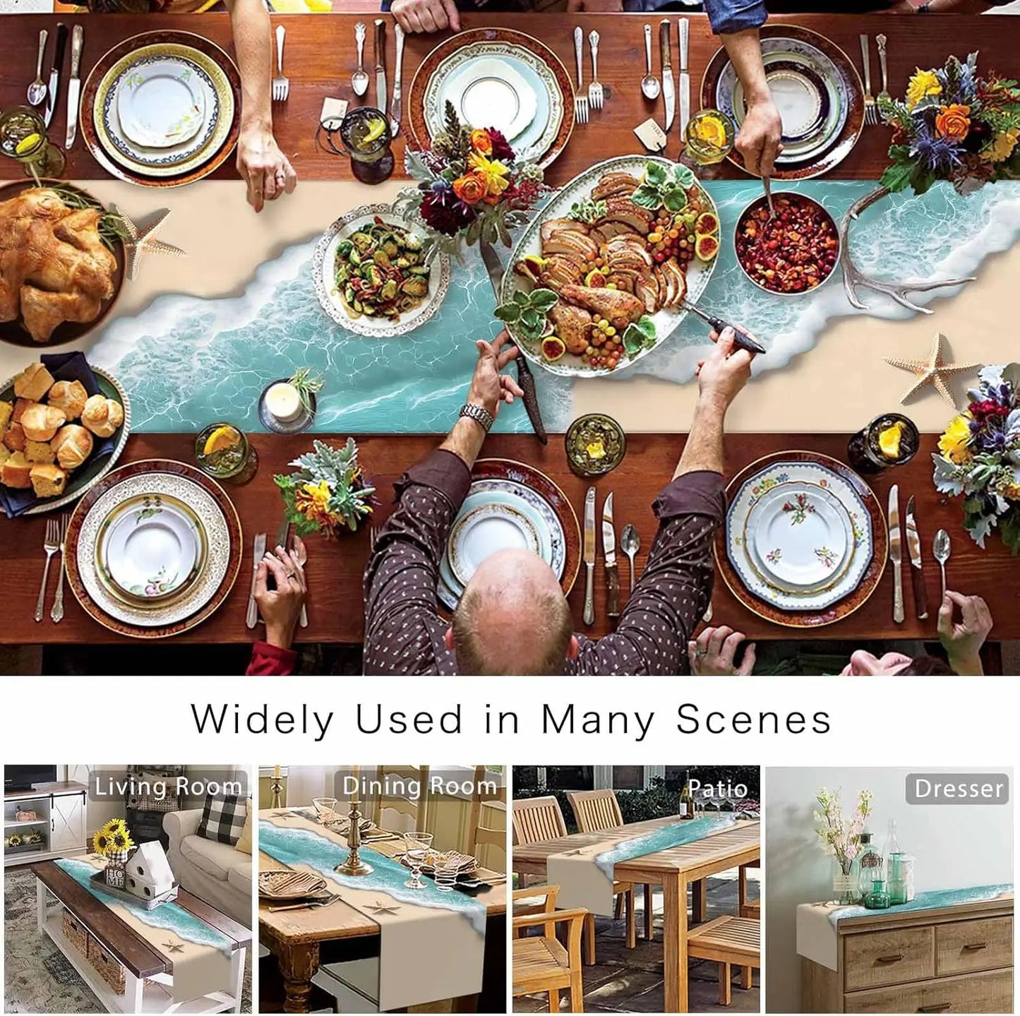 Kitchen Washable Dining Table Runner Dresser  Décor