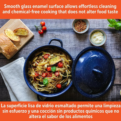 Enamel Stock  Soup  and Stews Cooking  Pot with Double Handles Oven Safe.