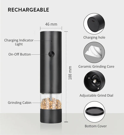 New Rechargeable Electric Salt and Pepper Grinder