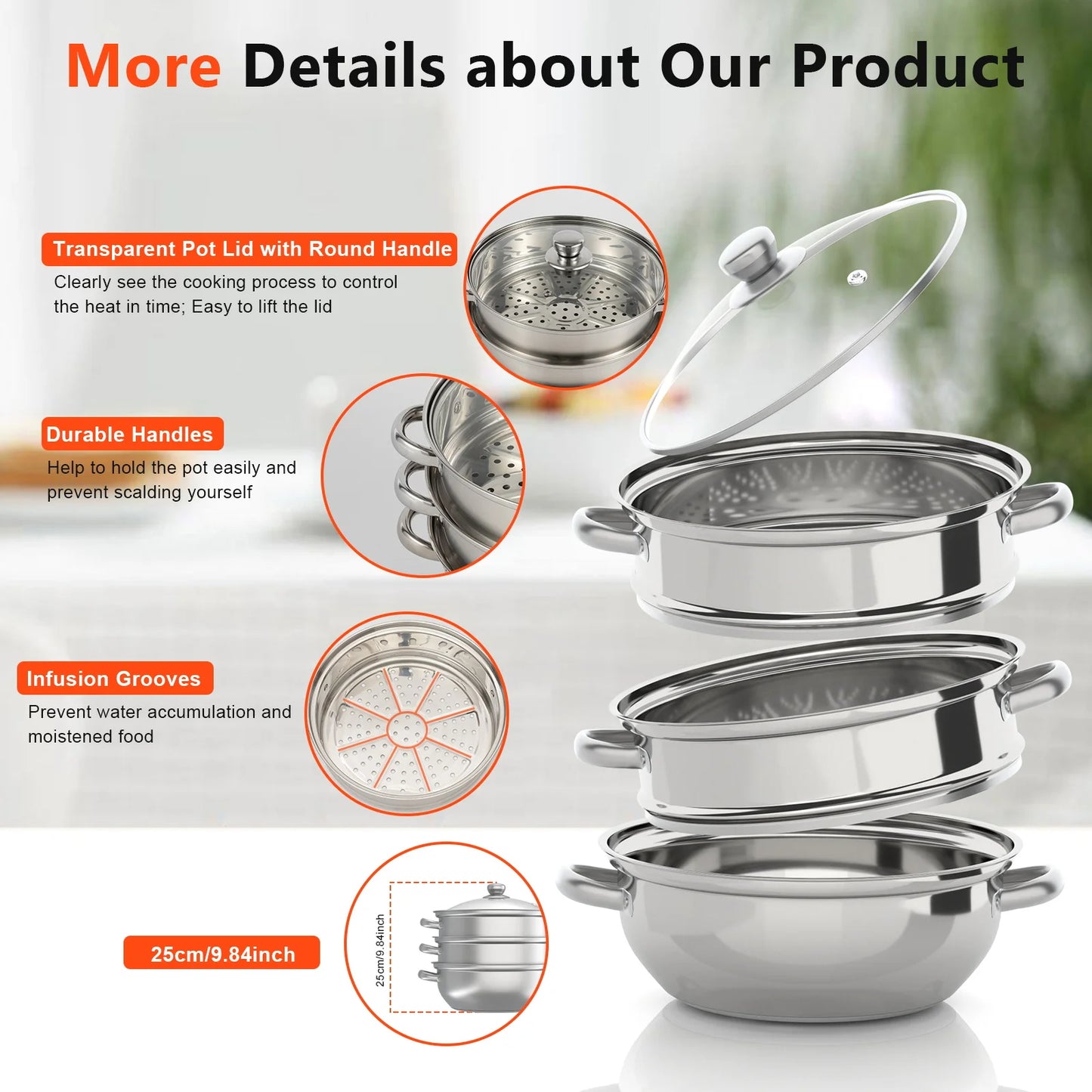 Multi-Function  Stainless Steel  Steamer